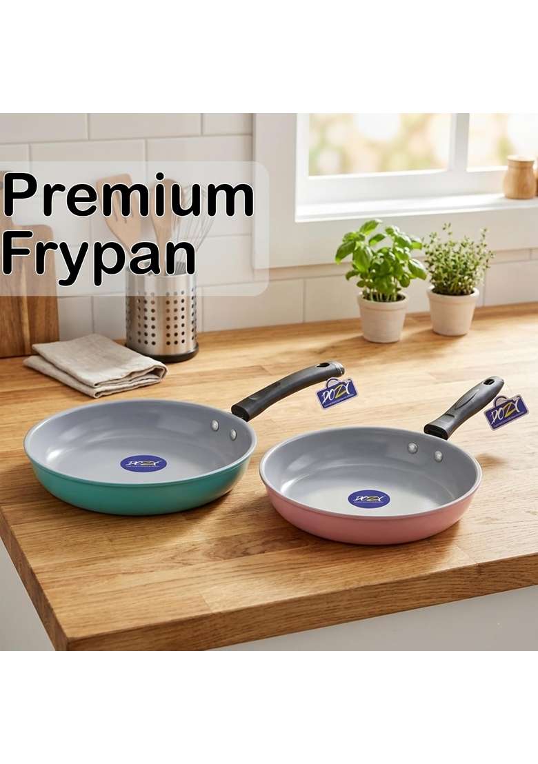 DOZY Premium Iron-Rich Non-Stick Fry Pan Set | 23 cm | 9.1 Inch | Induction Compatible - Indya
