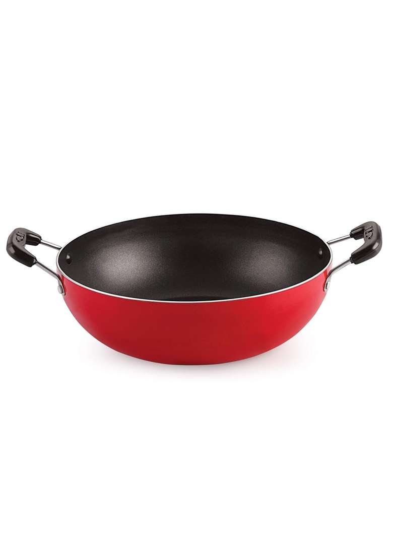 NIRLON Pfoa Free Non-Stick Coated Alumnium Kadhai Kadai Wok | 2 L | 2.1 Qt | 24 cm | 9.4 Inch - Indya
