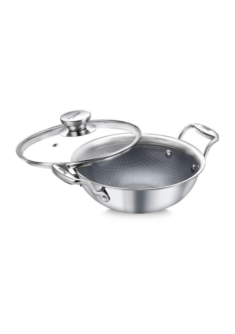 Prestige Triply HexaMagic Ceramic Kadai Wok | 1.6 L | 1.7 Qt | 20 cm | 7.9 Inch | Induction Compatible | PFOA Free - Indya