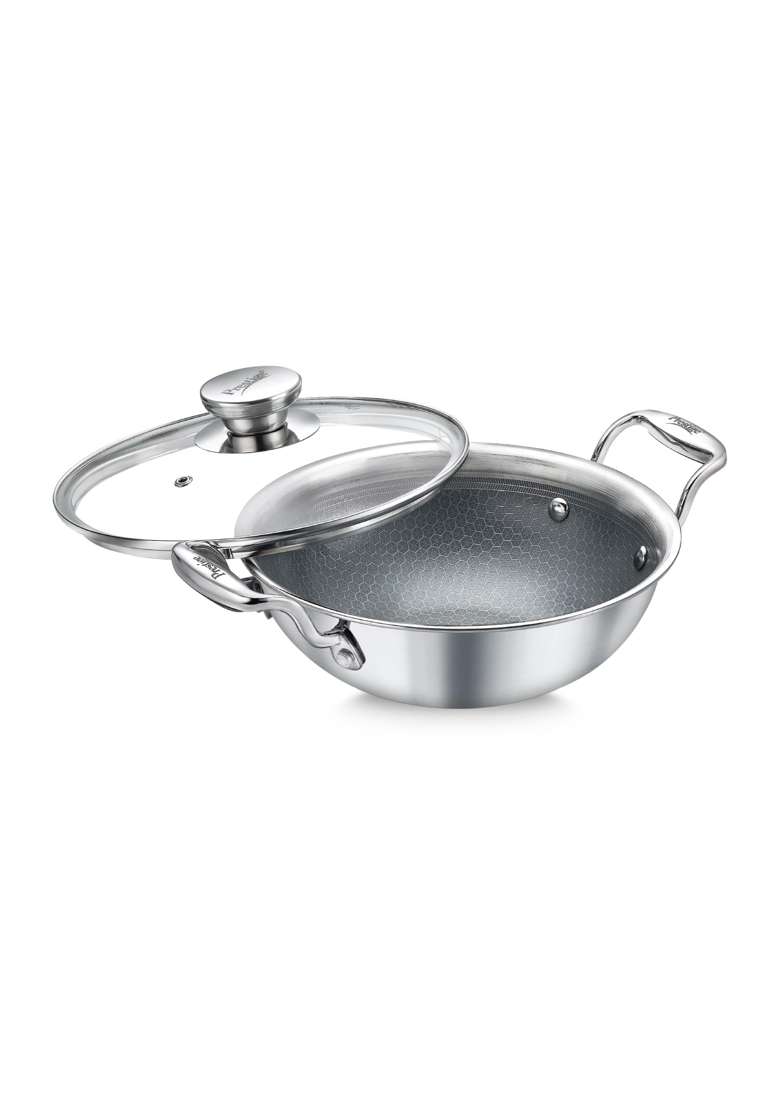 Prestige Triply HexaMagic Ceramic Kadai Wok | 1.6 L | 1.7 Qt | 20 cm | 7.9 Inch | Induction Compatible | PFOA Free - Indya