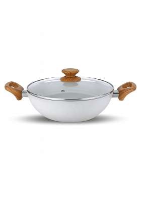SALFORD Forged Non-Stick Kadai Wok with Glass Lid | 2.5 L | 2.6 Qt | 24 cm | 9.4 Inch | Induction Compatible | PFOA Free