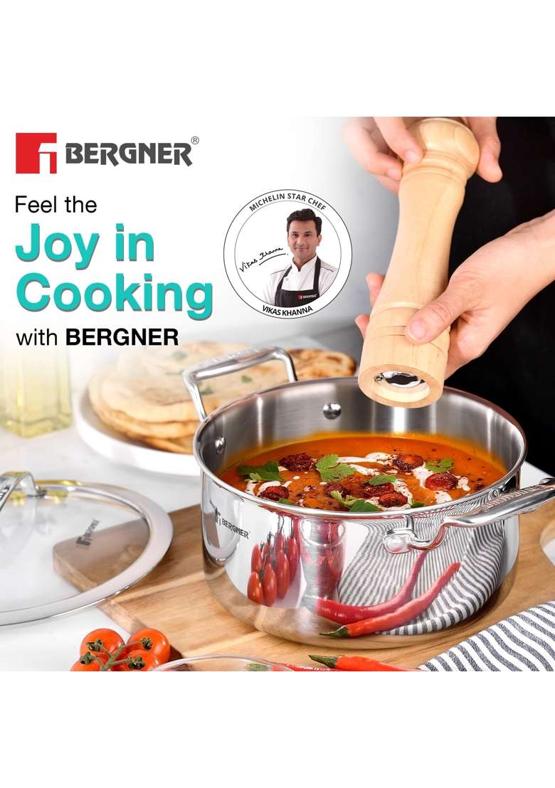 BERGNER Hi-Tech Giro X Ceramic | 3 L | 3.2 Qt | 20 cm | 7.9 Inch | Induction Compatible | PFOA Free | With Lid - Indya
