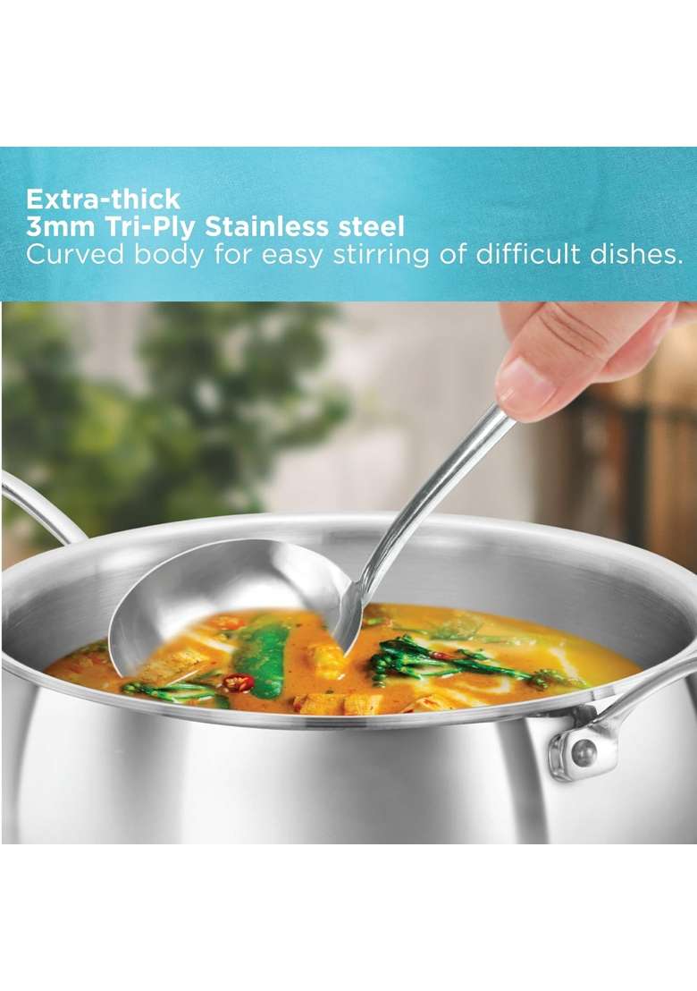 Hawkins Pro Triply Stainless Steel Handi Cooking Pot with Steel Handles and Steel Lid | 3 L | 3.2 Qt - Indya