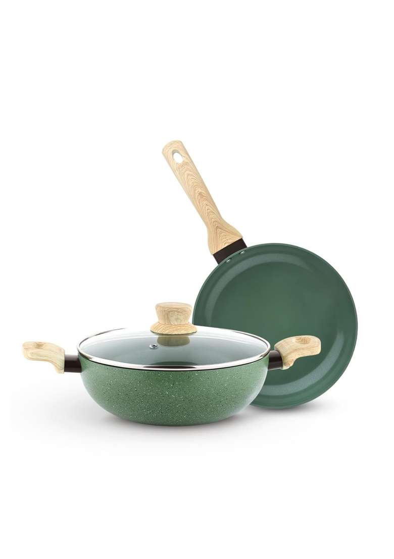 BERGNER Greenfield Non-Stick Cookware Set | 2.5 L | 2.6 Qt | 24 cm | 9.4 Inch | 3-Piece Set | Induction Compatible | With Lid - Indya