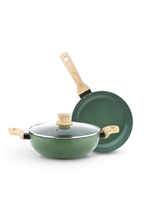 BERGNER Greenfield Non-Stick Cookware Set | 2.5 L | 2.6 Qt | 24 cm | 9.4 Inch | 3-Piece Set | Induction Compatible | With Lid