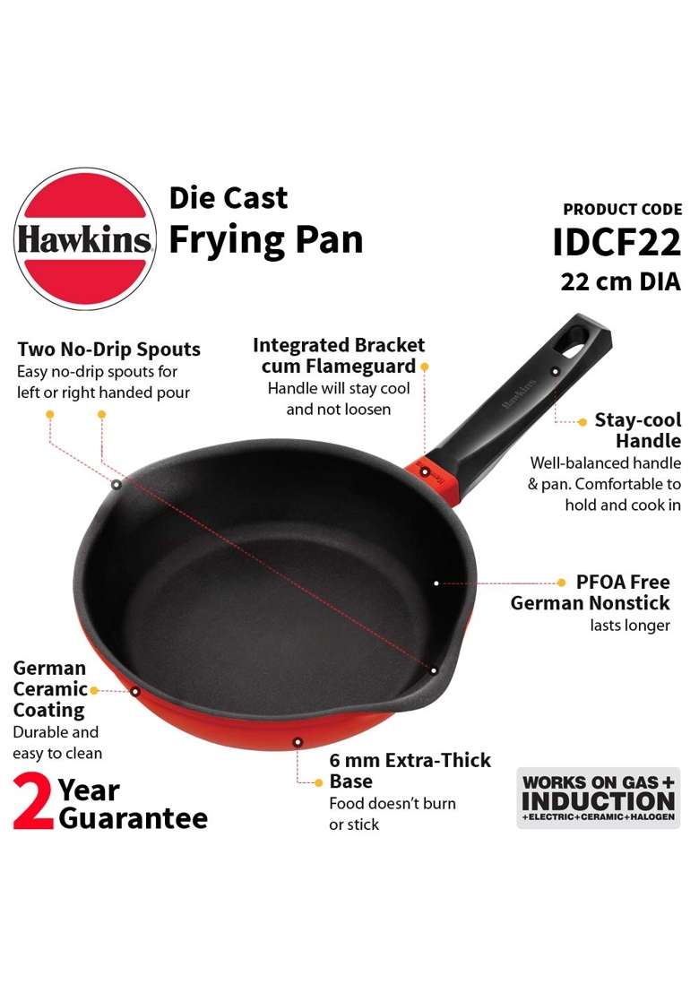 Hawkins Die Cast Non Stick Induction Fry Pan | 22 cm | 8.7 Inch - Indya