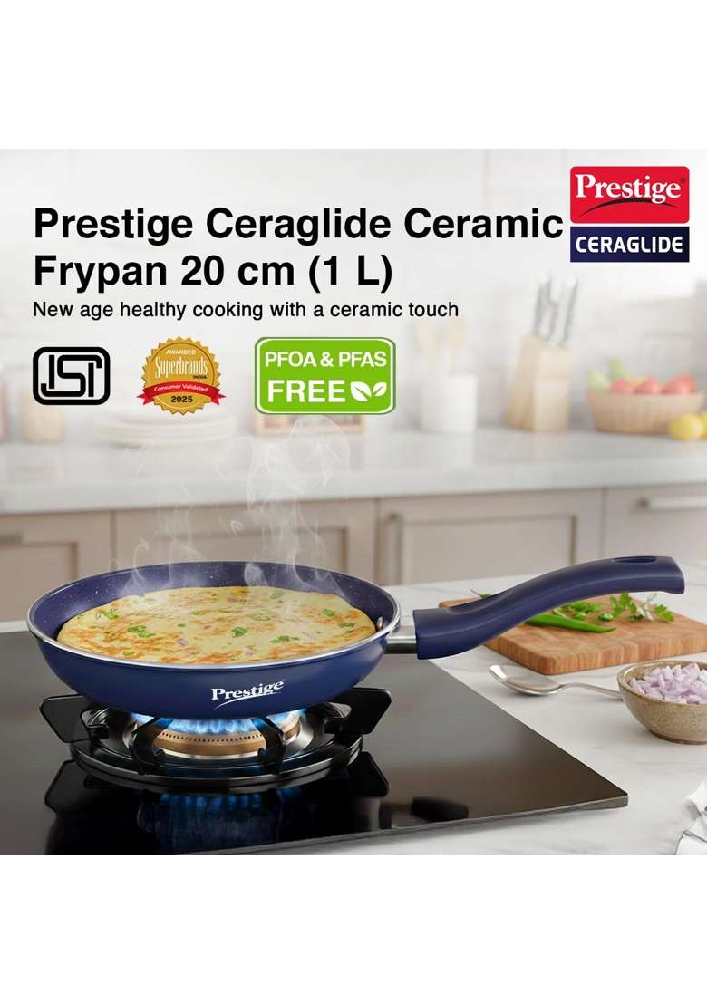 Prestige Ceraglide Ceramic Coated Non-Stick Fry Pan | 20 cm | 7.9 Inch | Induction Compatible - Indya