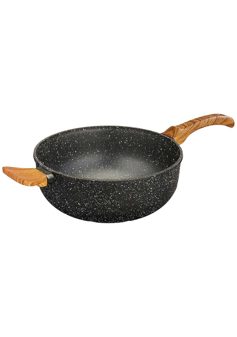 Solimo Amazon Brand Solimo Die Cast Aluminium Non Stick Wok Kadhai | 25 cm | 9.8 Inch - Indya