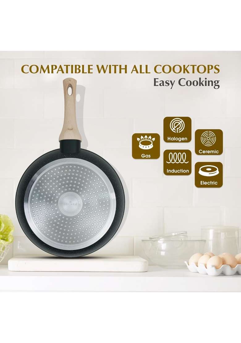 SOLARA Belmont Ceramic Fry Pan Non Stick | 24 cm | 9.4 Inch | Induction Compatible | Dishwasher Safe | PFOA Free - Indya