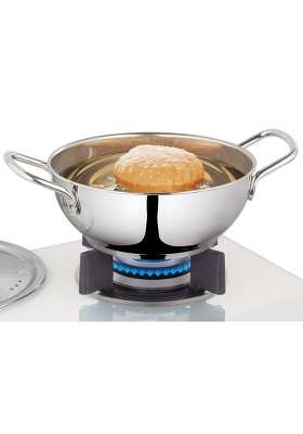 Borosil Stainless Steel Kadhai Wok with Lid | 1.8 L | 1.9 Qt | Induction Compatible | Tri-Ply