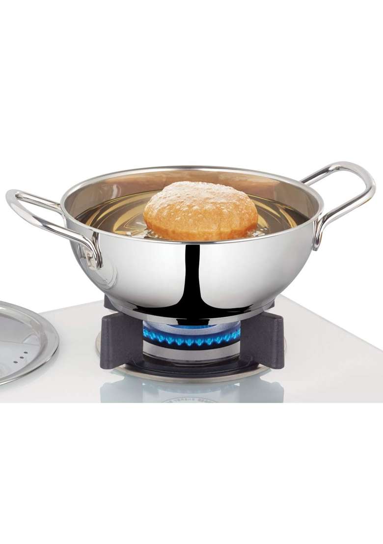 Borosil Stainless Steel Kadhai Wok with Lid | 1.8 L | 1.9 Qt | Induction Compatible | Tri-Ply - Indya