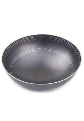 PTR Iron Kadhai Wok with Smooth Edge Handle-Free Deep Bowl Cooking Pan Handmade Heavy | 1 L | 1.1 Qt | Dishwasher Safe | Heavy Bottom