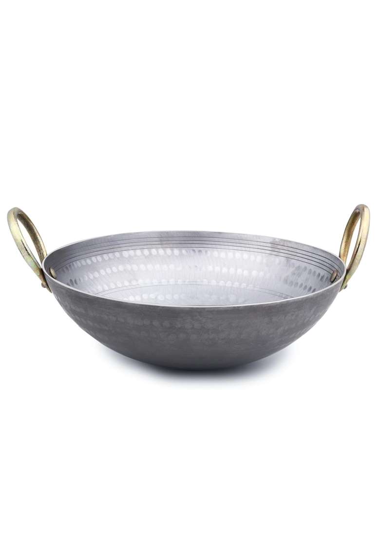 AAYU CRAFT KITCHENWARE FOR LIFE Heavy Base Iron Kadhai Wok | 3 L | 3.2 Qt - Indya