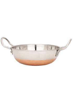 Ameraempire Premium Stainless Steel Copper Bottom Kadai Wok with Sturdy Handles Mirror Finish | 2 L | 2.1 Qt