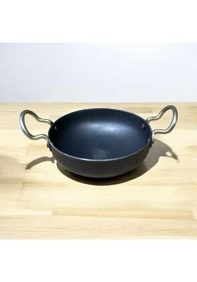 GBW Iron Kadai Wok with Strong Handles Lohe Loha Ki Kadhai Iron Black Kadhai Cooking | 6 Inch | Induction Compatible