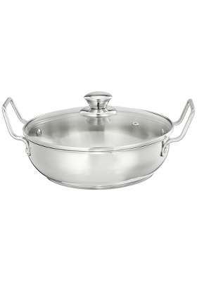 Solimo Amazon Brand Solimo Cookware Karahi Wok | 1.5 L | 1.6 Qt | Induction Compatible | Food Safe