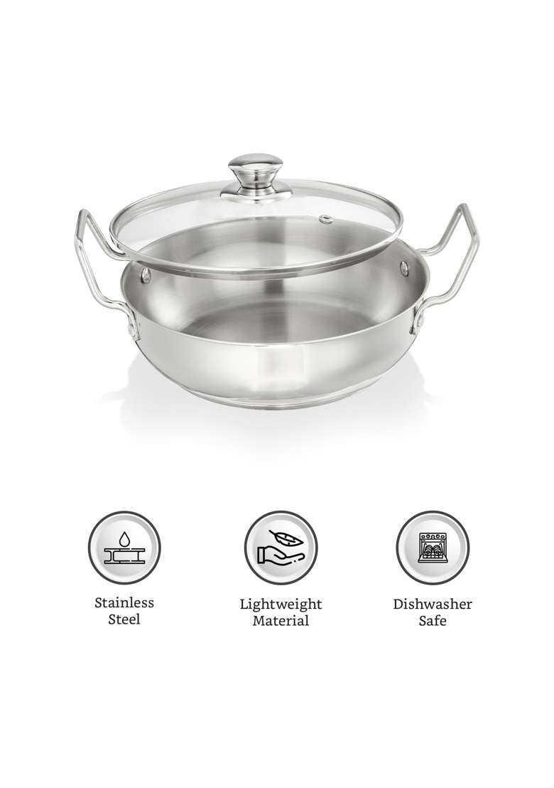 Solimo Amazon Brand Solimo Cookware Karahi Wok | 1.5 L | 1.6 Qt | Induction Compatible | Food Safe - Indya
