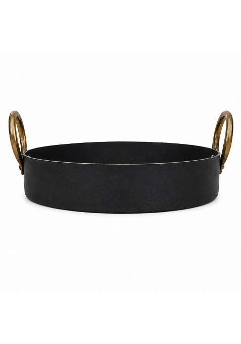 Tannu Craft Iron Flat Kadai Wok for Making Jalebis Maa Pua Tai Fry Pan Dal Tadka Tavi | 1 L | 1.1 Qt | Induction Compatible