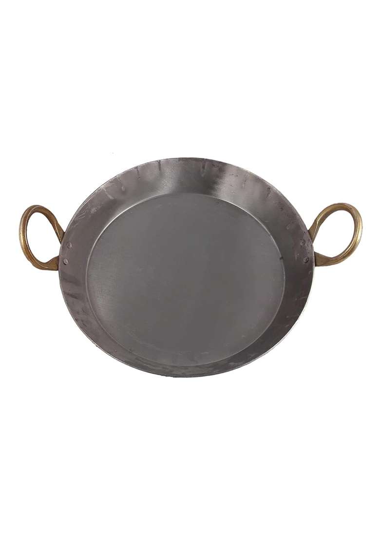KITCHEN SHOPEE Heavy Base Original Iron Loha Flat Kadai Wok Tavi Fry Pan Tai for Making Jalebi - Indya