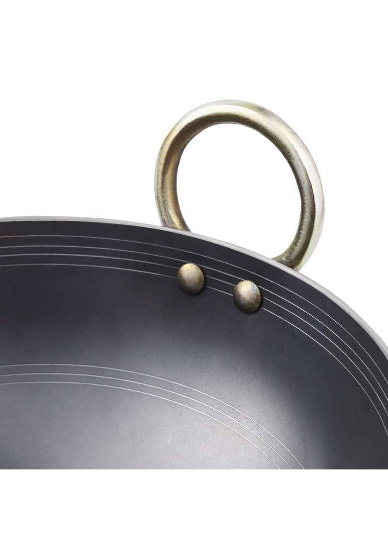 PTR Iron Kadhai Smooth Edge Heavy Bottom Lohe Ki Kadai Gas Induction Wok 20 Year | 2 L | 2.1 Qt | 10 Inch - Indya