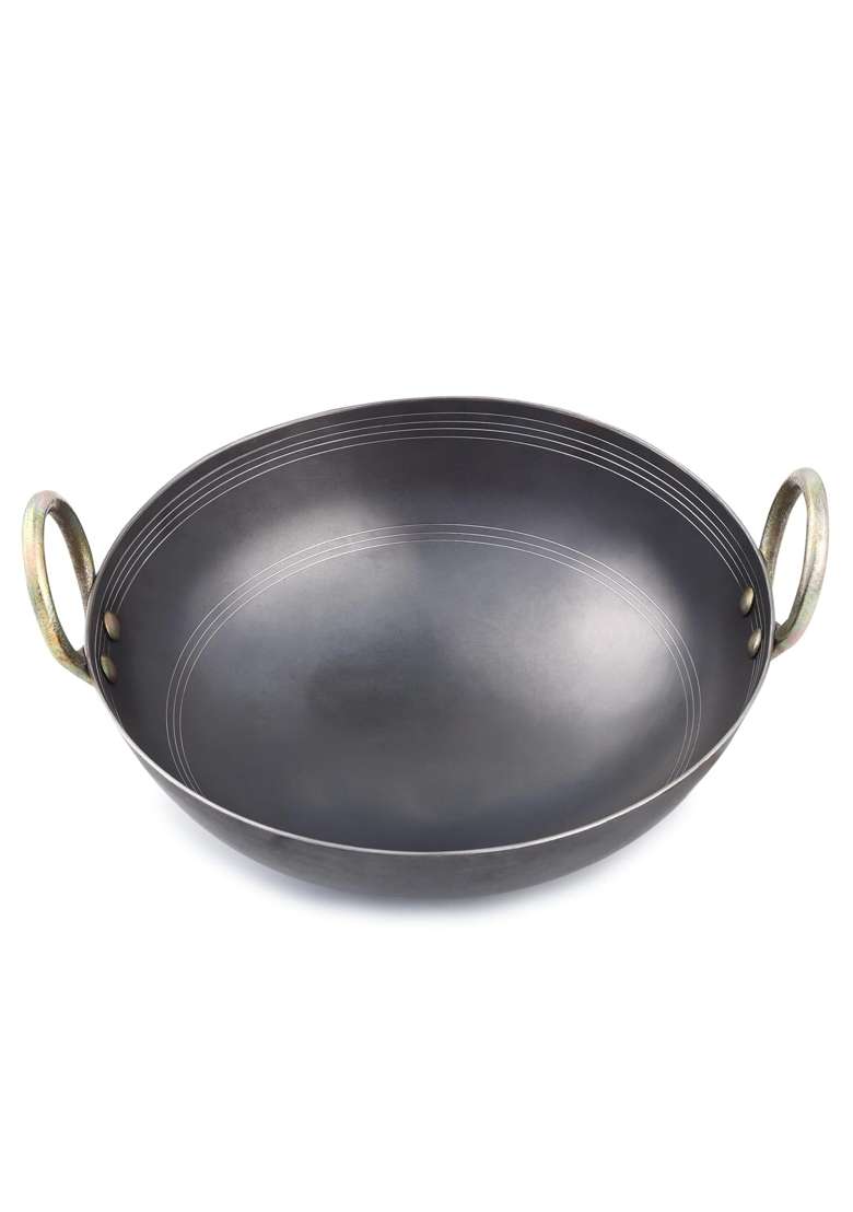 PTR Iron Kadhai Smooth Edge Heavy Bottom Lohe Ki Kadai Gas Induction Wok 20 Year | 2 L | 2.1 Qt | 10 Inch - Indya