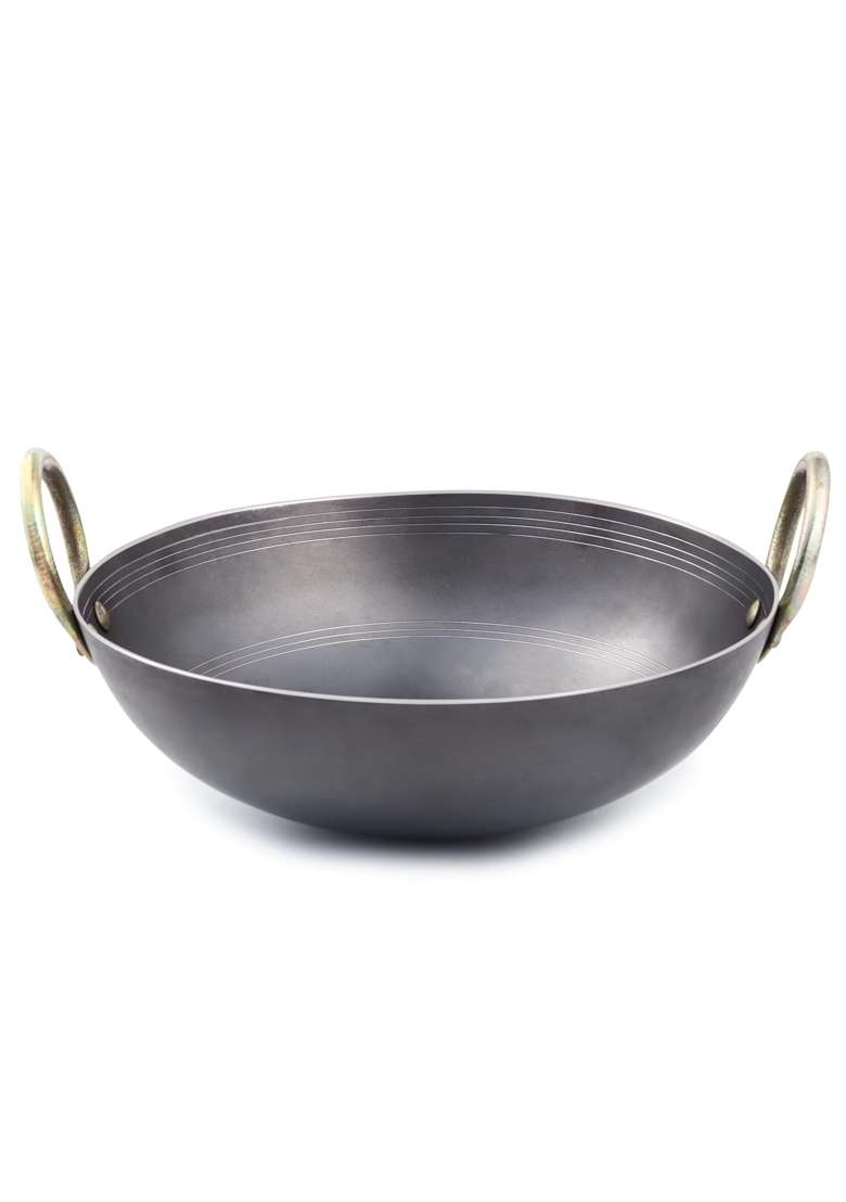 PTR Iron Kadhai Smooth Edge Heavy Bottom Lohe Ki Kadai Gas Induction Wok 20 Year | 2 L | 2.1 Qt | 10 Inch - Indya