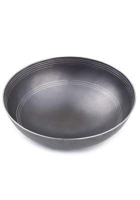 PTR Iron Kadhai Wok with Smooth Edge Handle-Free Deep Bowl Cooking Pan Handmade Heavy | 1 L | 1.1 Qt | 23 cm | 9.1 Inch | Dishwasher Safe