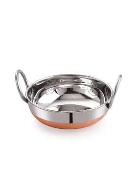 VOMI Kadhai Wok Copper Bottom Kadai Cooking Stainless Steel Bottom Pot Pans for Frying | 1 L | 1.1 Qt