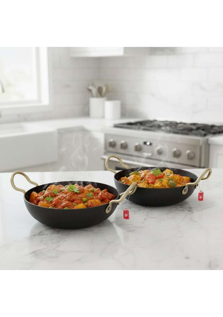 LAZYwindow Iron Deep Kadhai Wok and Tawa Combo | Induction Compatible - Indya