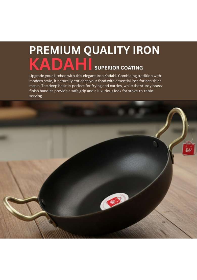 LAZYwindow Iron Deep Kadhai Wok and Tawa Combo | Induction Compatible - Indya