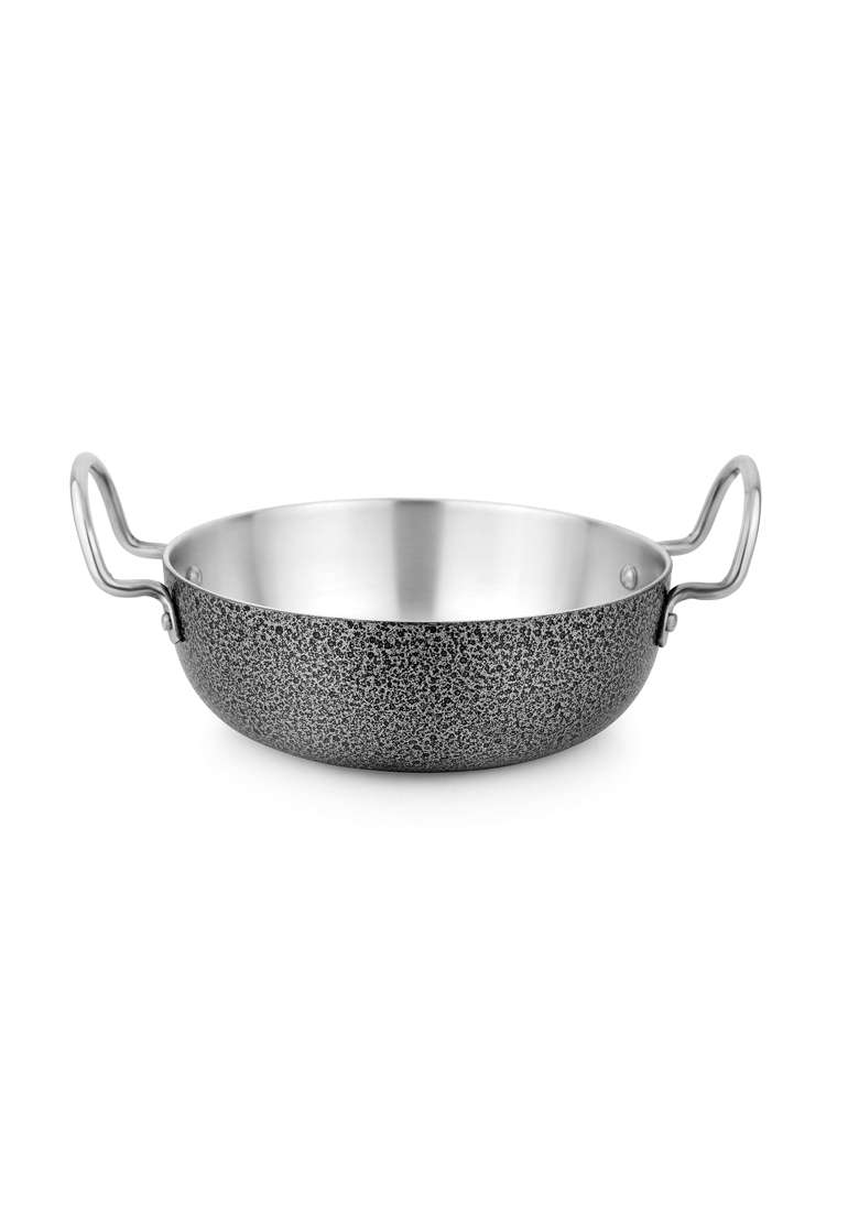 VESPO Antique Finish Aluminum Induction Deep Kadhai Wok Flat Bottom Kadhai Without Lid | 4.5 L | 4.8 Qt | 28 cm | 11 Inch - Indya