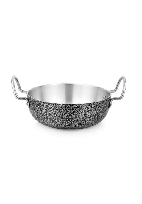 VESPO Antique Finish Aluminum Induction Deep Kadhai Wok Flat Bottom Kadhai Without Lid | 4.5 L | 4.8 Qt | 28 cm | 11 Inch