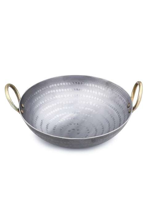 PTR Smooth Edge Iron Kadai Wok Food Grade Hammered Heavy Base Lohe Ki Kadhai Metal | 3.5 L | 3.7 Qt | 11.5 Inch | Induction Compatible