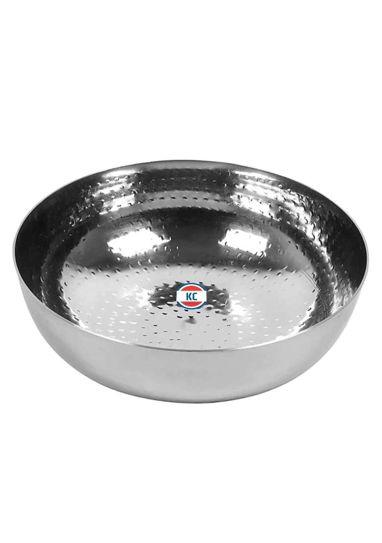 KC Sandwich Bottom Heavy Guage Stainless Steel Hammered Tasla Deep Pan | 3500 ml | 118.3 fl oz - Indya