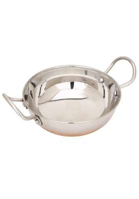 Ameraempire Copper Bottom Kadhai Wok Stainless Steel Cooking Kadai Pot Pan with Copper Base | 3 L | 3.2 Qt | Induction Compatible
