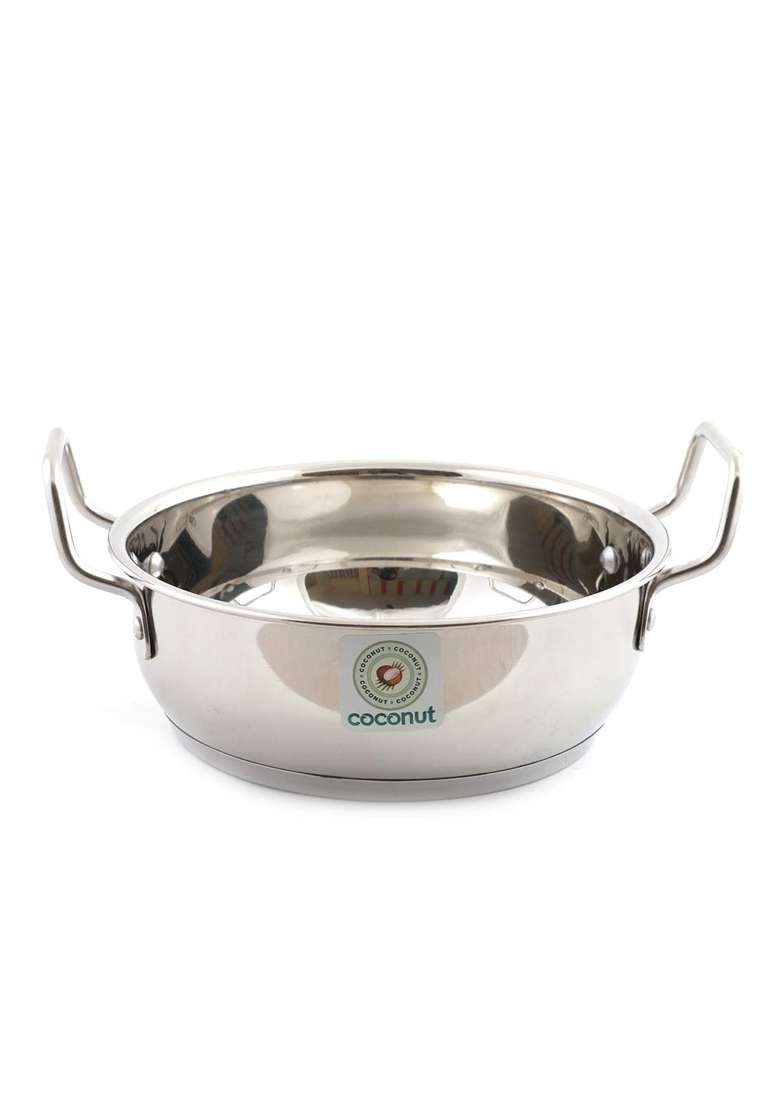 coconut Induction Base Stainless Steel Capsulated Kadai Wok for Multipurpose | 1500 ml | 50.7 fl oz | 22 cm | 8.7 Inch - Indya