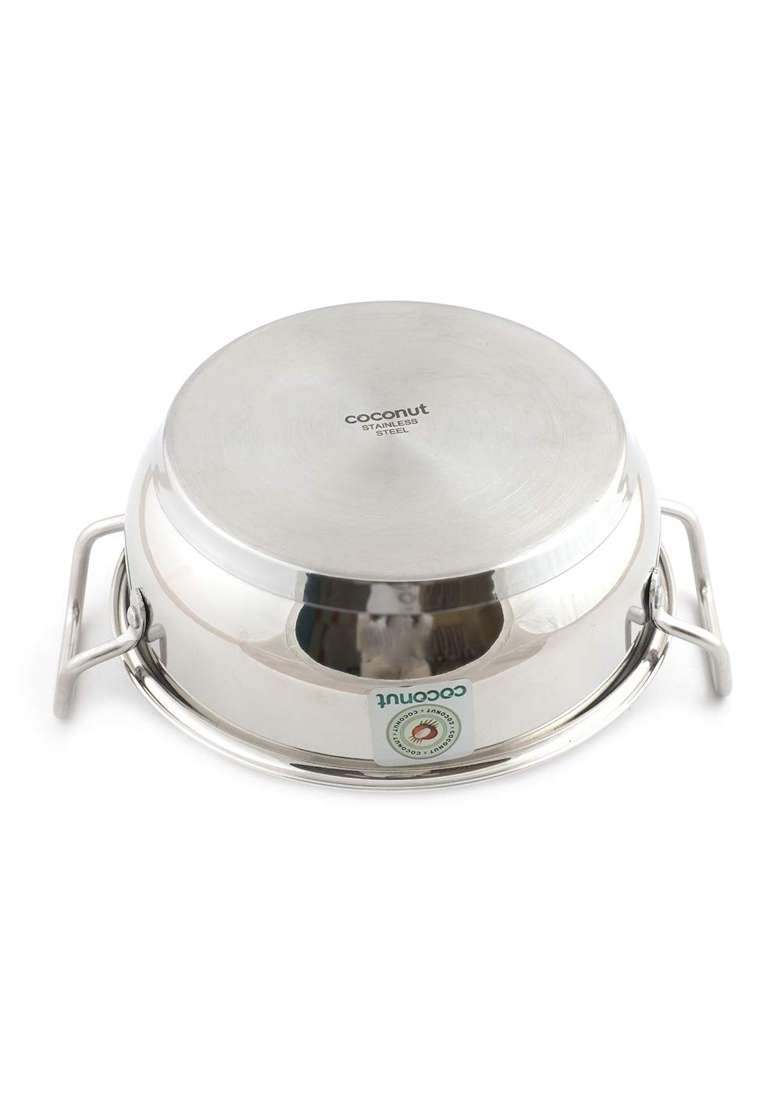 coconut Induction Base Stainless Steel Capsulated Kadai Wok for Multipurpose | 1500 ml | 50.7 fl oz | 22 cm | 8.7 Inch - Indya