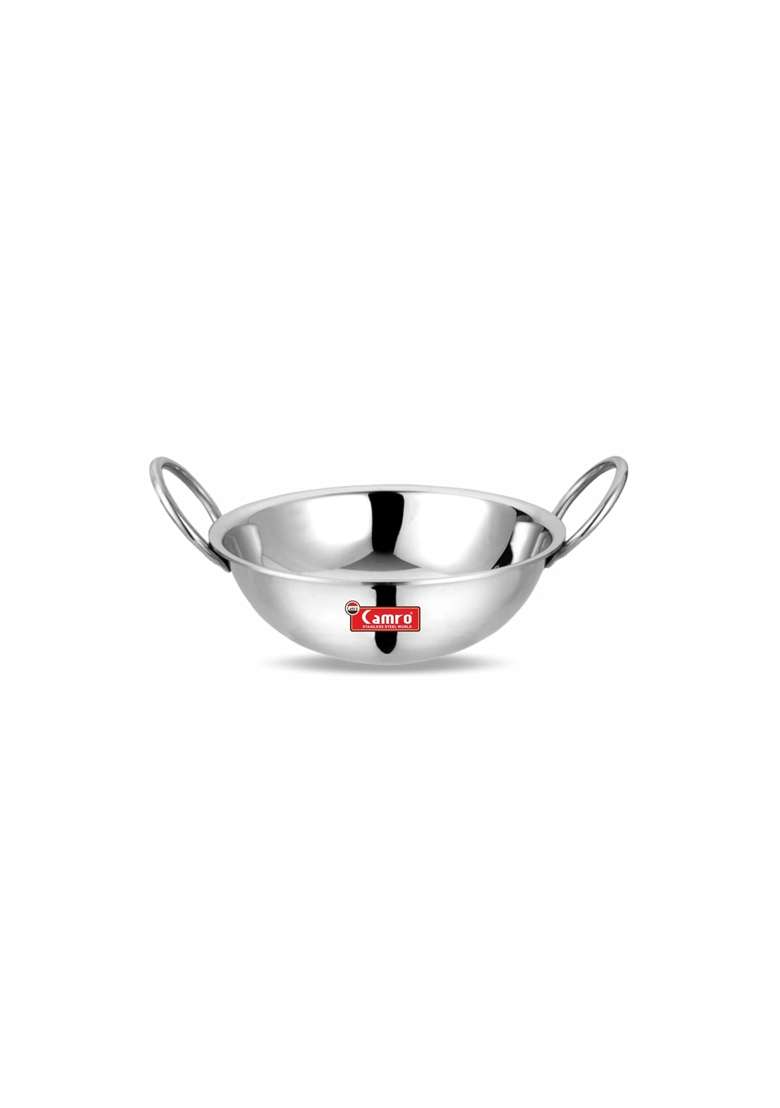 Camro Steel Camro Triply Round Bottom Kadhai Wok | 1.2 L | 1.3 Qt | Induction Compatible - Indya