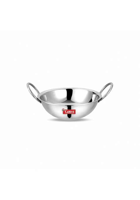 Camro Steel Camro Triply Round Bottom Kadhai Wok | 1.2 L | 1.3 Qt | Induction Compatible