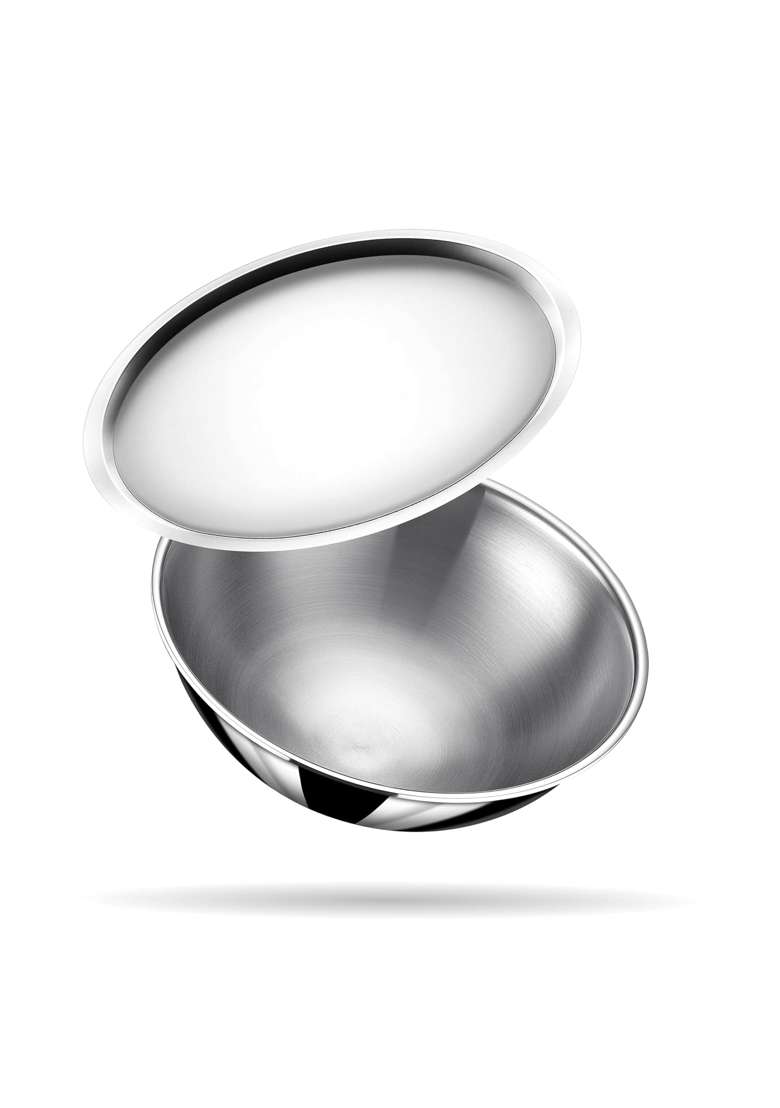 Stahl Artisan Triply Stainless Steel Tasla Deep Pan with Lid | 1.2 L | 1.3 Qt | 18 cm | 7.1 Inch | Induction Compatible - Indya