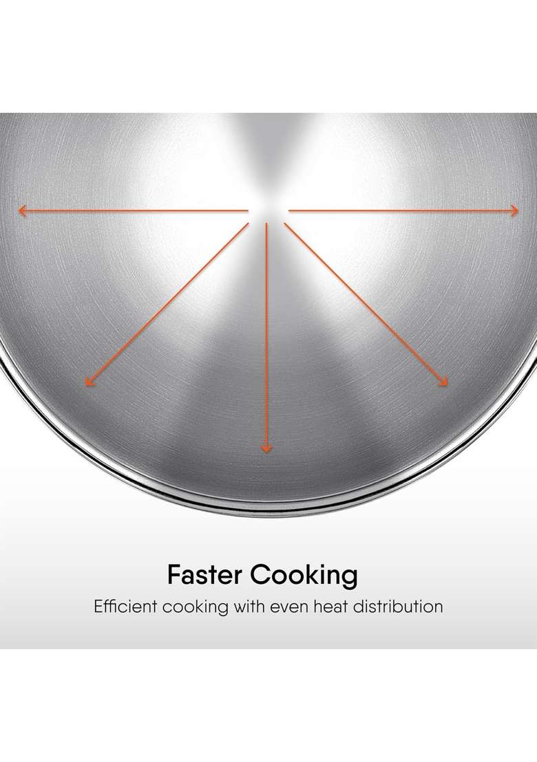 Stahl Artisan Triply Stainless Steel Tasla Deep Pan with Lid | 1.2 L | 1.3 Qt | 18 cm | 7.1 Inch | Induction Compatible - Indya