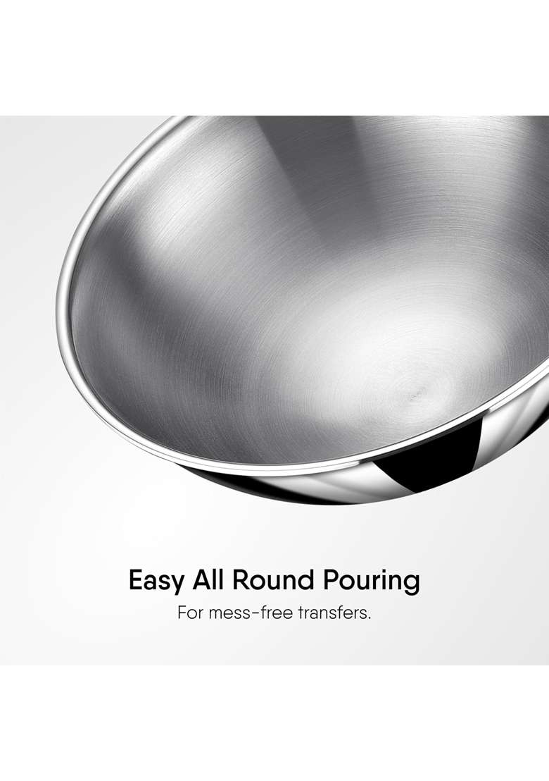 Stahl Artisan Triply Stainless Steel Tasla Deep Pan with Lid | 1.2 L | 1.3 Qt | 18 cm | 7.1 Inch | Induction Compatible - Indya