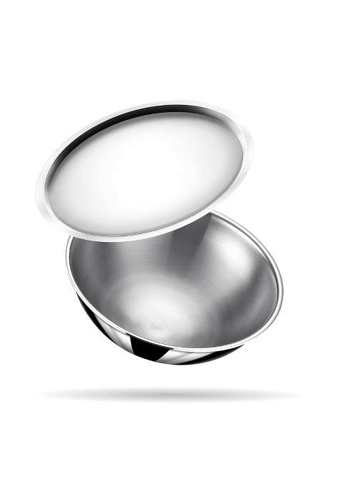 Stahl Artisan Triply Stainless Steel Tasla Deep Pan with Lid | 1.2 L | 1.3 Qt | 18 cm | 7.1 Inch | Induction Compatible