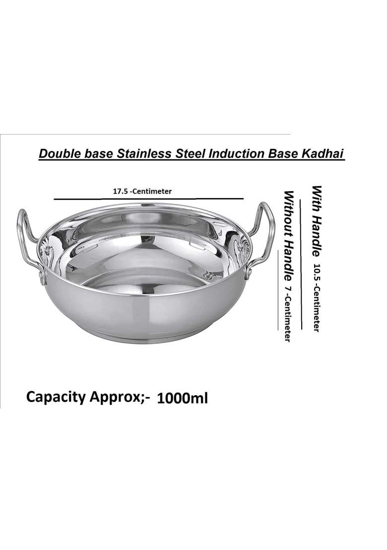 Bartan Star Kadhai Wok Induction Bottom | 1 L | 1.1 Qt - Indya