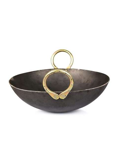 AAYU CRAFT KITCHENWARE FOR LIFE Heavy Base Iron Kadhai Wok | 1 L | 1.1 Qt