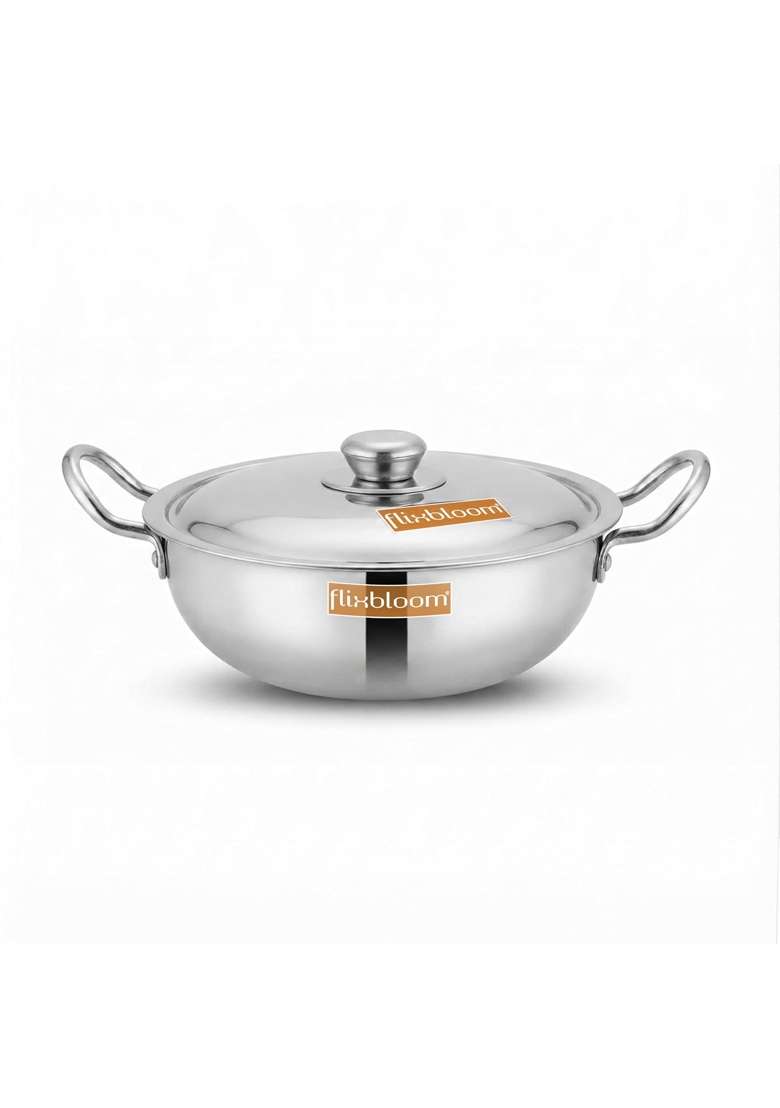 FLIXBLOOM Prominent Kitchen Cookware Large Capactiy Induction Base and LPG Friendly Deep | 5 L | 5.3 Qt | With Lid - Indya
