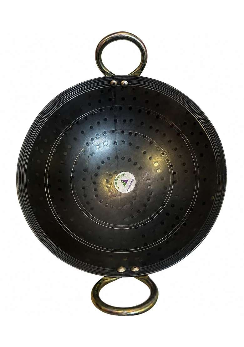 AAYU CRAFT KITCHENWARE FOR LIFE Black Iron Kadhai Wok for Cooking Heavy Base | 2.5 L | 2.6 Qt - Indya