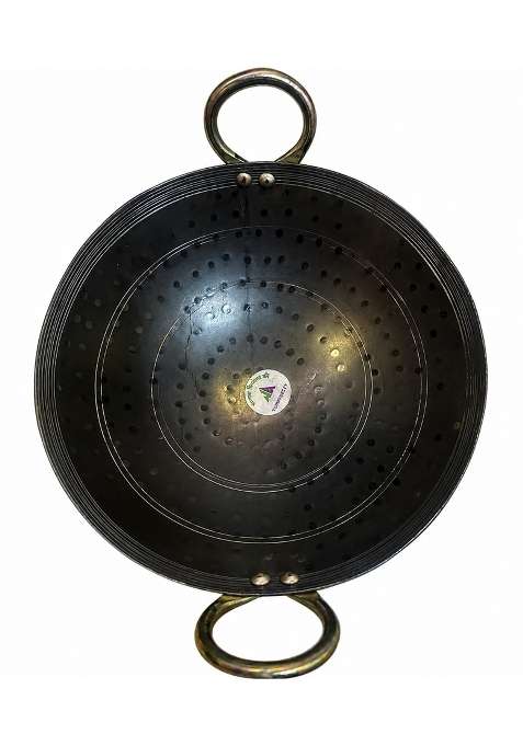 AAYU CRAFT KITCHENWARE FOR LIFE Black Iron Kadhai Wok for Cooking Heavy Base | 2.5 L | 2.6 Qt