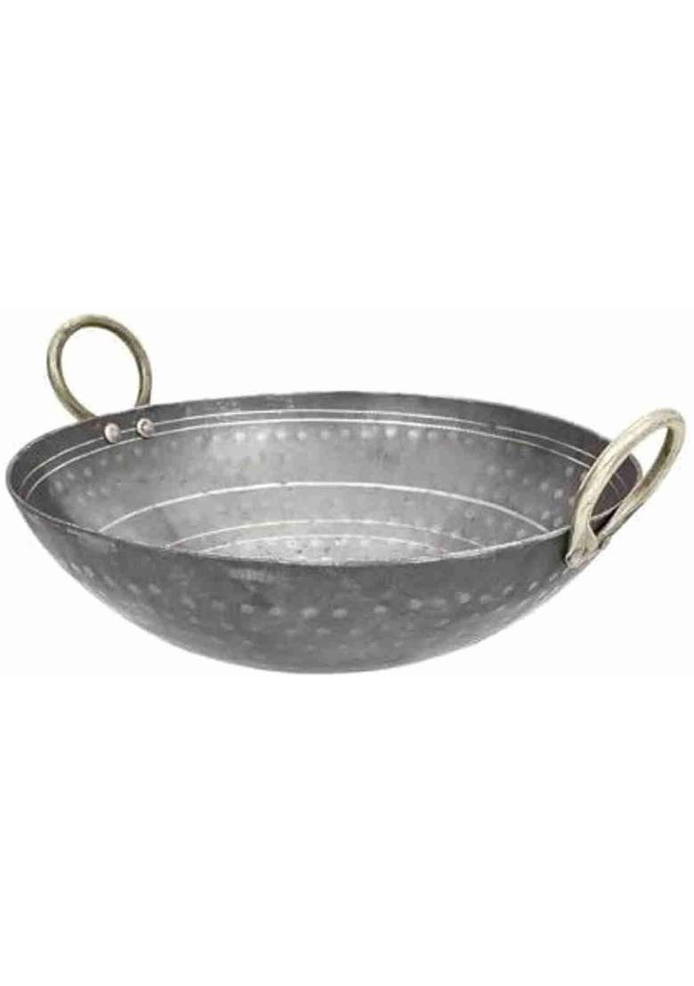 SHIFA CRAFT Heavy Base Iron Kadhai Wok | 5 L | 5.3 Qt - Indya