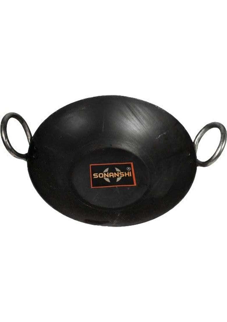 Sonanshi Iron Induction Kadhai Deep Frying Wok Cookware Pan | Food Safe - Indya
